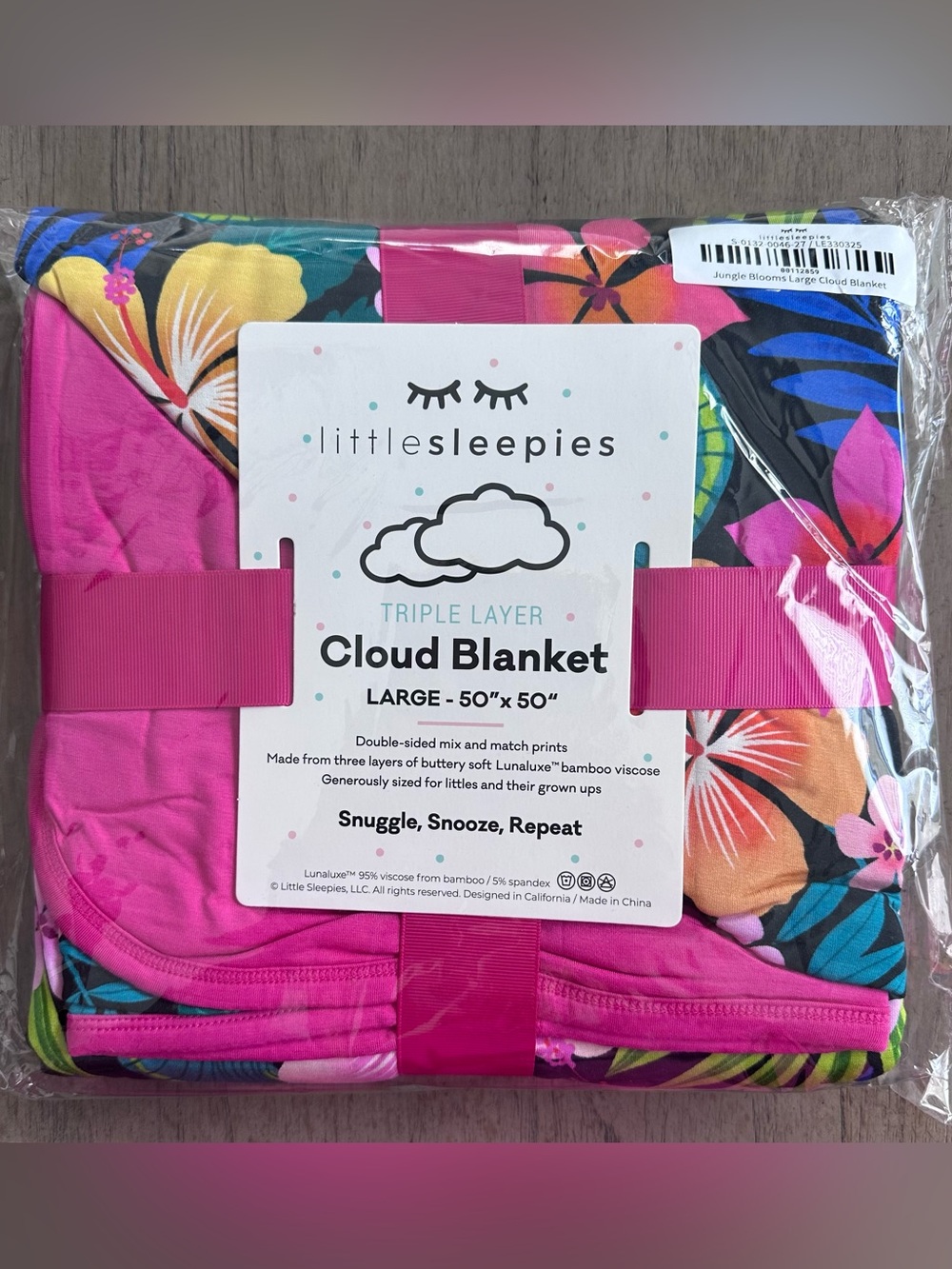 Little Sleepies Jungle Blooms 🌺 Cloud Blanket Large 50x50 NWT Bamboo